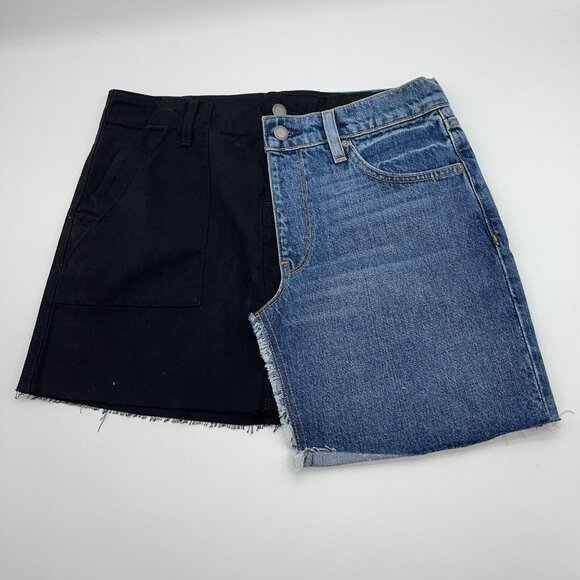 HUDSON Skirt Womens 27 Jeans Split Jean Denim Blue Black Mini Skirt $225 New - Picture 9 of 9
